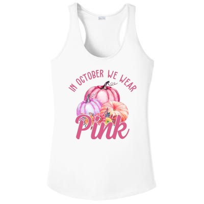 In October We Wear Pink Pumpkin Patch Breast Cancer Ladies PosiCharge Competitor Racerback Tank