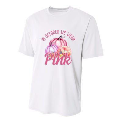 In October We Wear Pink Pumpkin Patch Breast Cancer Youth Performance Sprint T-Shirt