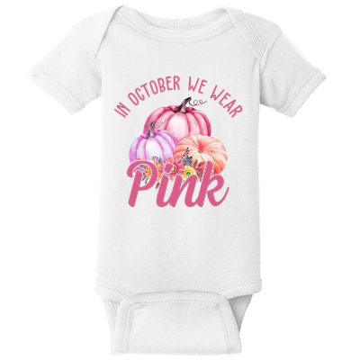 In October We Wear Pink Pumpkin Patch Breast Cancer Baby Bodysuit