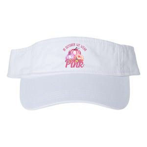 In October We Wear Pink Pumpkin Patch Breast Cancer Valucap Bio-Washed Visor