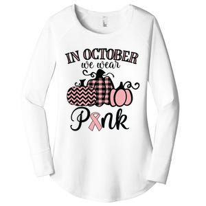 In October We Wear Pink Thanksgiving Breast Cancer Awareness Women's Perfect Tri Tunic Long Sleeve Shirt