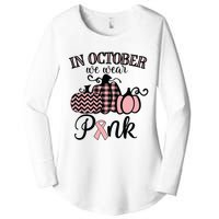 In October We Wear Pink Thanksgiving Breast Cancer Awareness Women's Perfect Tri Tunic Long Sleeve Shirt