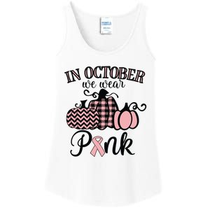 In October We Wear Pink Thanksgiving Breast Cancer Awareness Ladies Essential Tank