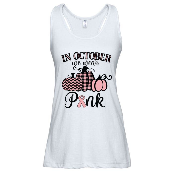 In October We Wear Pink Thanksgiving Breast Cancer Awareness Ladies Essential Flowy Tank