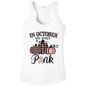 In October We Wear Pink Thanksgiving Breast Cancer Awareness Ladies PosiCharge Competitor Racerback Tank