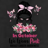 In October We Wear Pink Breast Cancer Messy Bun Floral Hat