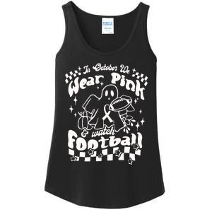 In October We Wear Pink And Watch Football Breast Cancer Awareness Ladies Essential Tank