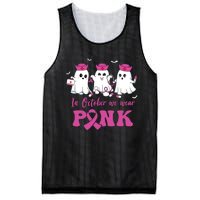 In October We Wear Pink Nurse Ghost Halloween Breast Cancer Mesh Reversible Basketball Jersey Tank