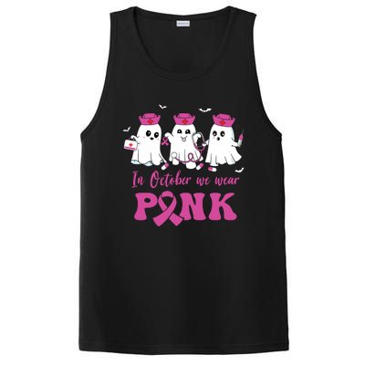 In October We Wear Pink Nurse Ghost Halloween Breast Cancer PosiCharge Competitor Tank