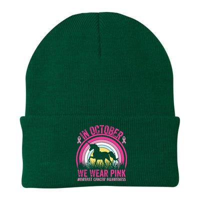 In October We Wear Pink Unicorn Breast Cancer Awareness Knit Cap Winter Beanie