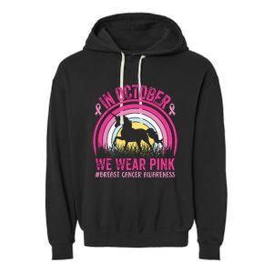 In October We Wear Pink Unicorn Breast Cancer Awareness Garment-Dyed Fleece Hoodie