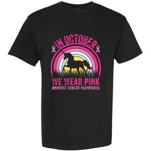 In October We Wear Pink Unicorn Breast Cancer Awareness Garment-Dyed Heavyweight T-Shirt