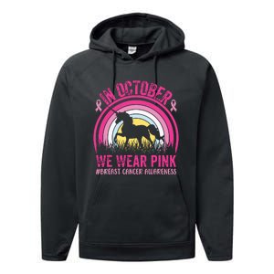 In October We Wear Pink Unicorn Breast Cancer Awareness Performance Fleece Hoodie