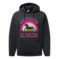 In October We Wear Pink Unicorn Breast Cancer Awareness Performance Fleece Hoodie