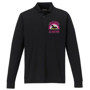 In October We Wear Pink Unicorn Breast Cancer Awareness Performance Long Sleeve Polo