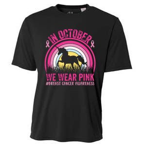 In October We Wear Pink Unicorn Breast Cancer Awareness Cooling Performance Crew T-Shirt