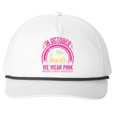 In October We Wear Pink Unicorn Breast Cancer Awareness Snapback Five-Panel Rope Hat