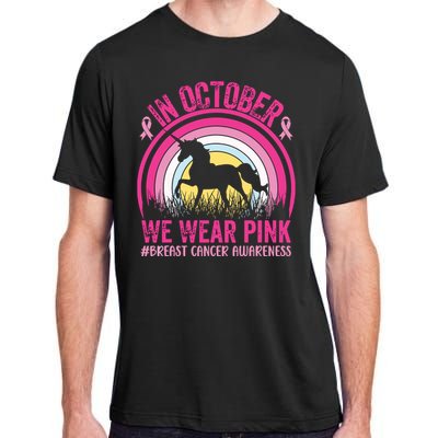 In October We Wear Pink Unicorn Breast Cancer Awareness Adult ChromaSoft Performance T-Shirt