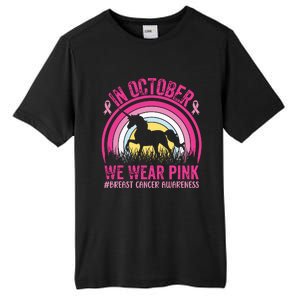 In October We Wear Pink Unicorn Breast Cancer Awareness Tall Fusion ChromaSoft Performance T-Shirt