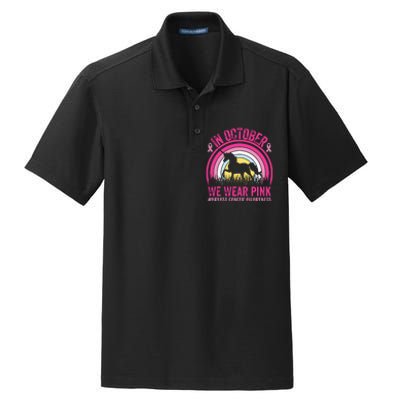 In October We Wear Pink Unicorn Breast Cancer Awareness Dry Zone Grid Polo