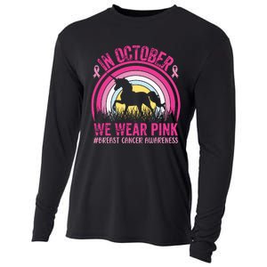 In October We Wear Pink Unicorn Breast Cancer Awareness Cooling Performance Long Sleeve Crew