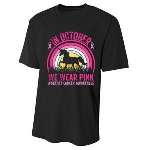 In October We Wear Pink Unicorn Breast Cancer Awareness Performance Sprint T-Shirt