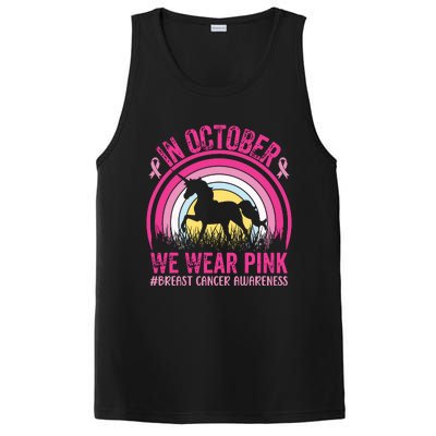 In October We Wear Pink Unicorn Breast Cancer Awareness PosiCharge Competitor Tank