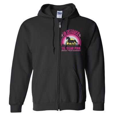 In October We Wear Pink Unicorn Breast Cancer Awareness Full Zip Hoodie