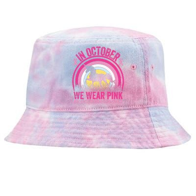 In October We Wear Pink Unicorn Breast Cancer Awareness Tie-Dyed Bucket Hat