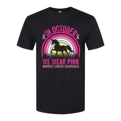 In October We Wear Pink Unicorn Breast Cancer Awareness Softstyle CVC T-Shirt