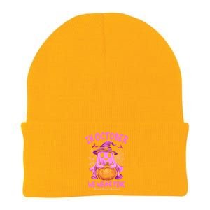 In October We Wear P.I.N.K. Ghost Witch Breast Cancer Awareness Knit Cap Winter Beanie