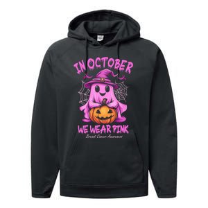 In October We Wear P.I.N.K. Ghost Witch Breast Cancer Awareness Performance Fleece Hoodie