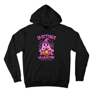 In October We Wear P.I.N.K. Ghost Witch Breast Cancer Awareness Hoodie