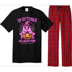 In October We Wear P.I.N.K. Ghost Witch Breast Cancer Awareness Pajama Set