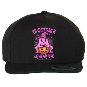 In October We Wear P.I.N.K. Ghost Witch Breast Cancer Awareness Wool Snapback Cap