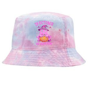 In October We Wear P.I.N.K. Ghost Witch Breast Cancer Awareness Tie-Dyed Bucket Hat