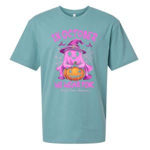 In October We Wear P.I.N.K. Ghost Witch Breast Cancer Awareness Sueded Cloud Jersey T-Shirt