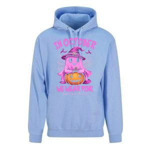 In October We Wear P.I.N.K. Ghost Witch Breast Cancer Awareness Unisex Surf Hoodie