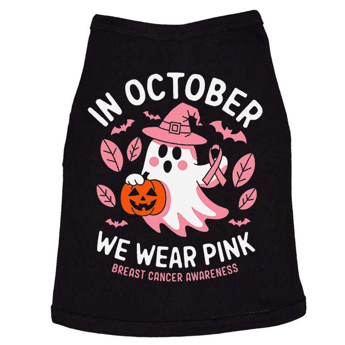 In October We Wear Pin.K Ghost Witch Breast Cancer Awareness Doggie Tank