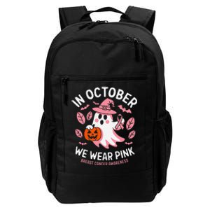 In October We Wear Pin.K Ghost Witch Breast Cancer Awareness Daily Commute Backpack