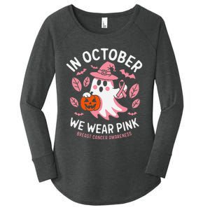 In October We Wear Pin.K Ghost Witch Breast Cancer Awareness Women's Perfect Tri Tunic Long Sleeve Shirt