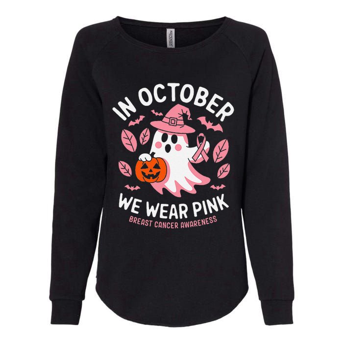 In October We Wear Pin.K Ghost Witch Breast Cancer Awareness Womens California Wash Sweatshirt