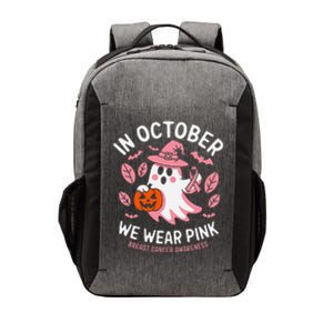 In October We Wear Pin.K Ghost Witch Breast Cancer Awareness Vector Backpack