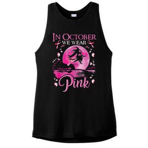 In October We Wear Pink Witch Breast Cancer Awareness Ladies PosiCharge Tri-Blend Wicking Tank