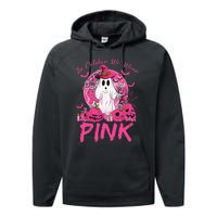 In October We Wear Pin.K Breast Cancer Ghost Witch Halloween Performance Fleece Hoodie