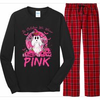 In October We Wear Pin.K Breast Cancer Ghost Witch Halloween Long Sleeve Pajama Set