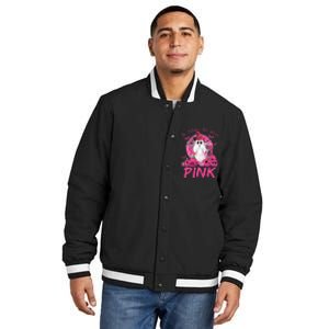 In October We Wear Pin.K Breast Cancer Ghost Witch Halloween Insulated Varsity Jacket