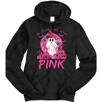 In October We Wear Pin.K Breast Cancer Ghost Witch Halloween Tie Dye Hoodie