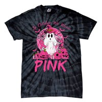 In October We Wear Pin.K Breast Cancer Ghost Witch Halloween Tie-Dye T-Shirt