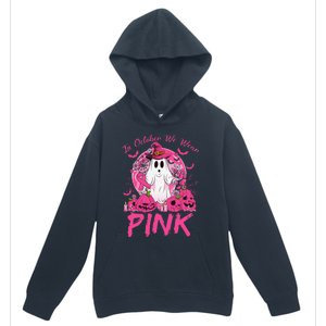 In October We Wear Pin.K Breast Cancer Ghost Witch Halloween Urban Pullover Hoodie